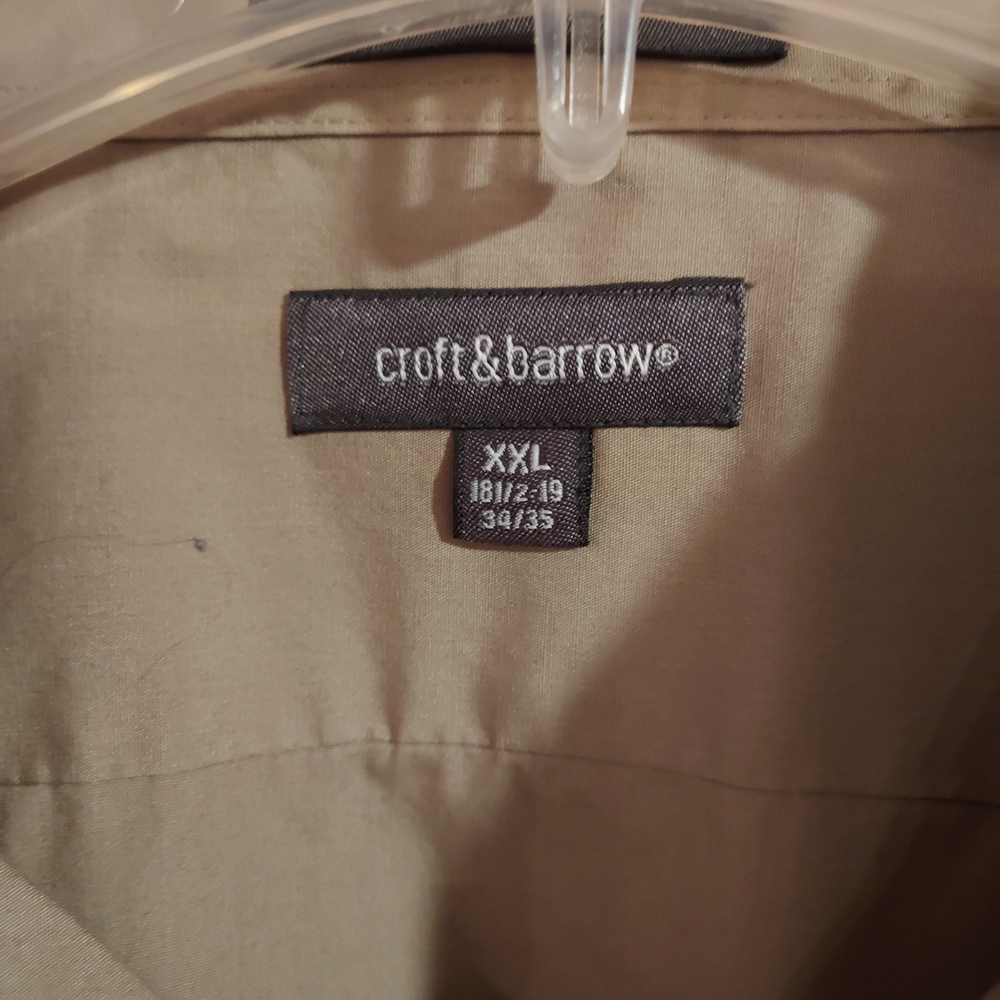 Croft & Barrow - Button-Down, Men's Shirt, XXL, Long Sleeve, Mode (Dark) Beige. - Picture 3 of 11
